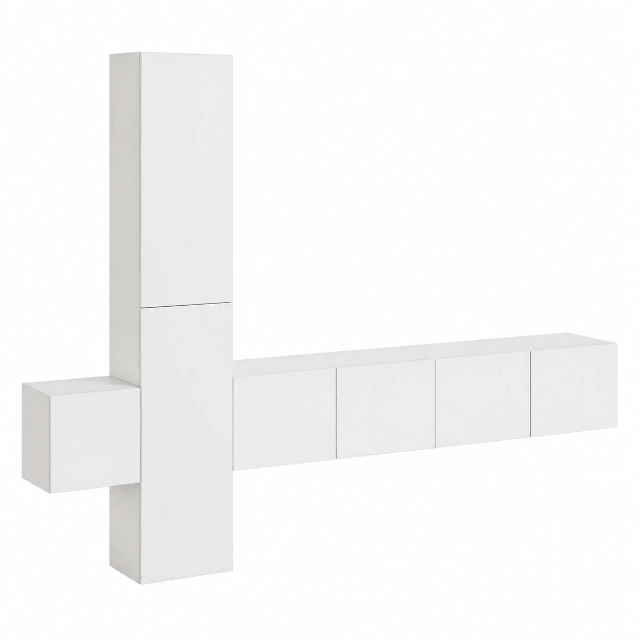 Moderner 5-teiliges TV-Schrank-Set fürs Wohnzimmer in Weiß