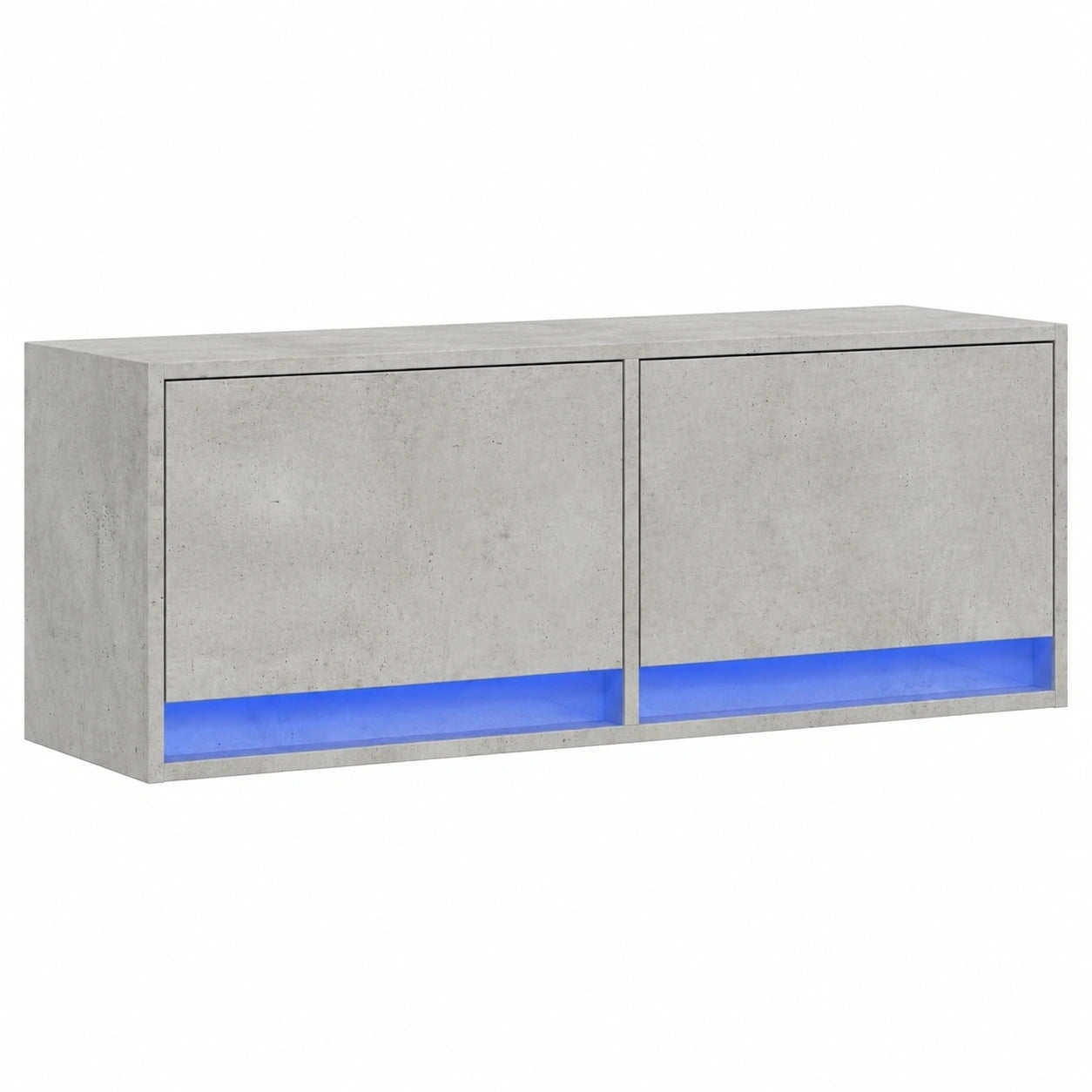 Gecheer TV Wandschrank mit LED Beleuchtung, Betongrau, 100x31x35 cm