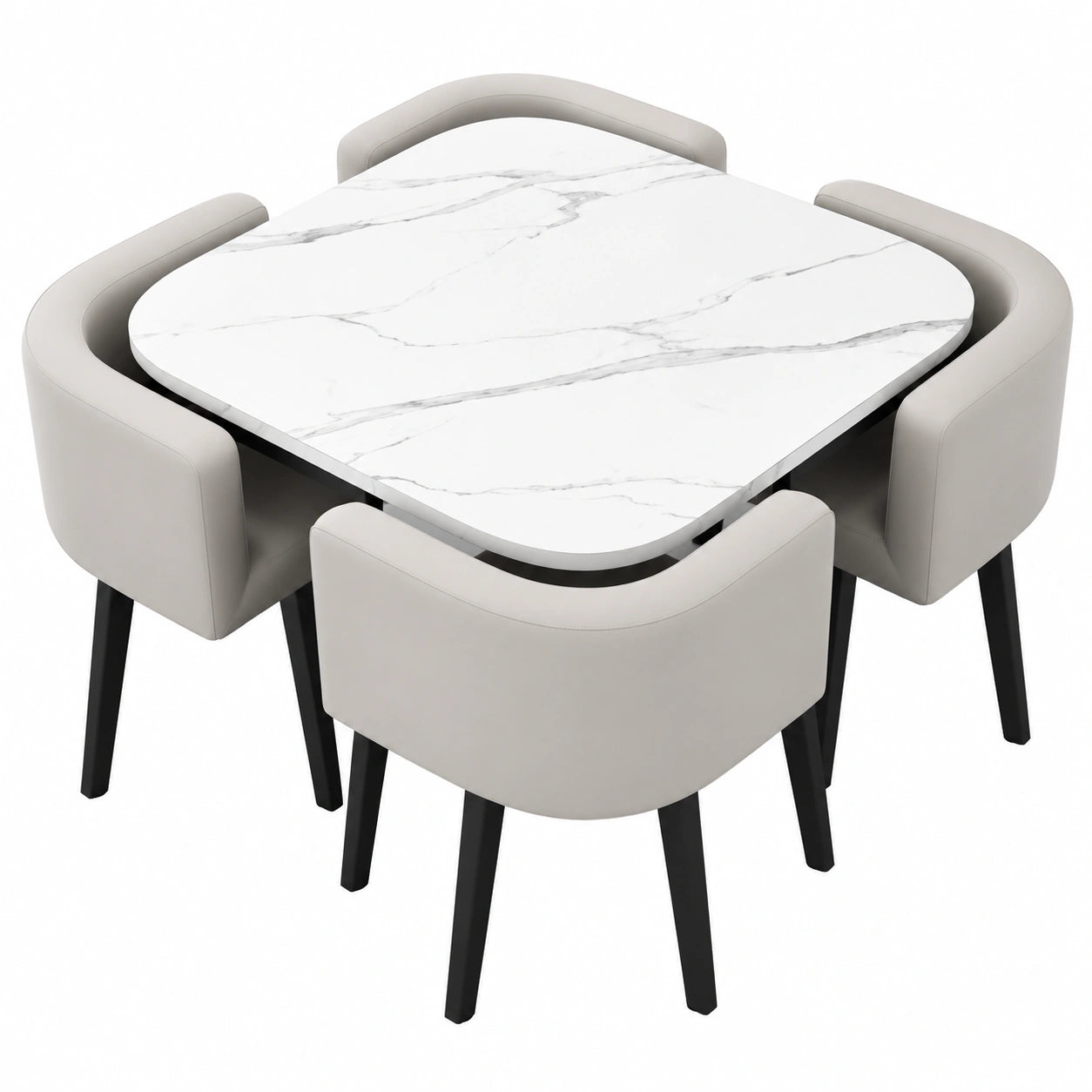 Elegantes Esszimmer-Set aus Holz mit 4 Stühlen – Rundes und quadratisches Design für vielseitige Räume – Stilvolle Möbel, 180 cm