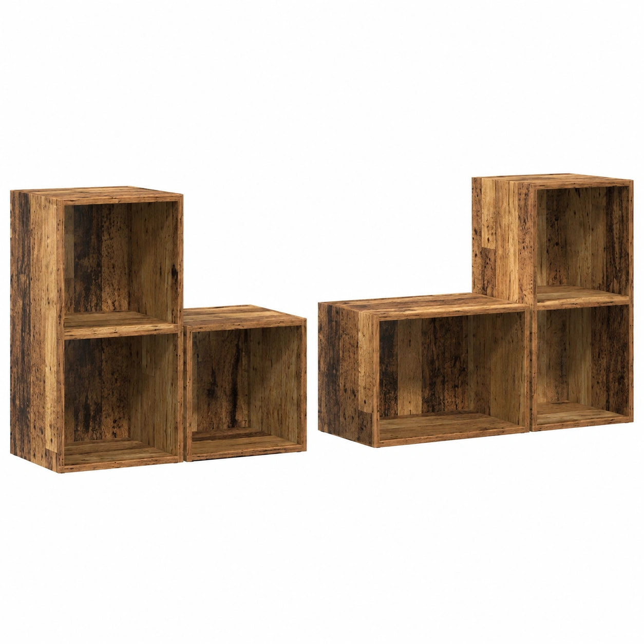 7-teiliges TV-Schrank-Set aus recyceltem Holzwerkstoff, wandmontiert, modular für Wohnzimmer