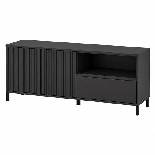 Modernes 3-teiliges Wohnzimmermöbel-Set in Anthrazit mit Lowboard, Highboard und Sideboard