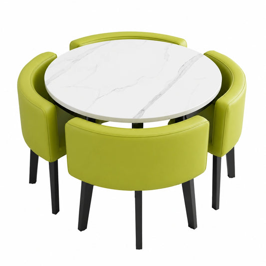 Rundes Esszimmer-Set mit Stühlen für Zuhause, Garten oder Restaurant - Platzsparend und Pflegeleicht