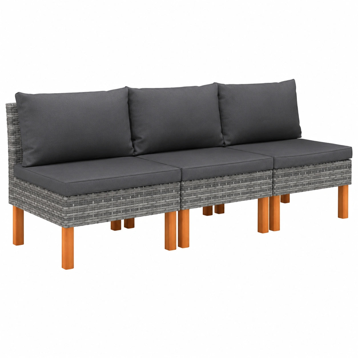 Modulares Outdoor-Sofa-Set aus Eukalyptusholz und Poly-Rattan