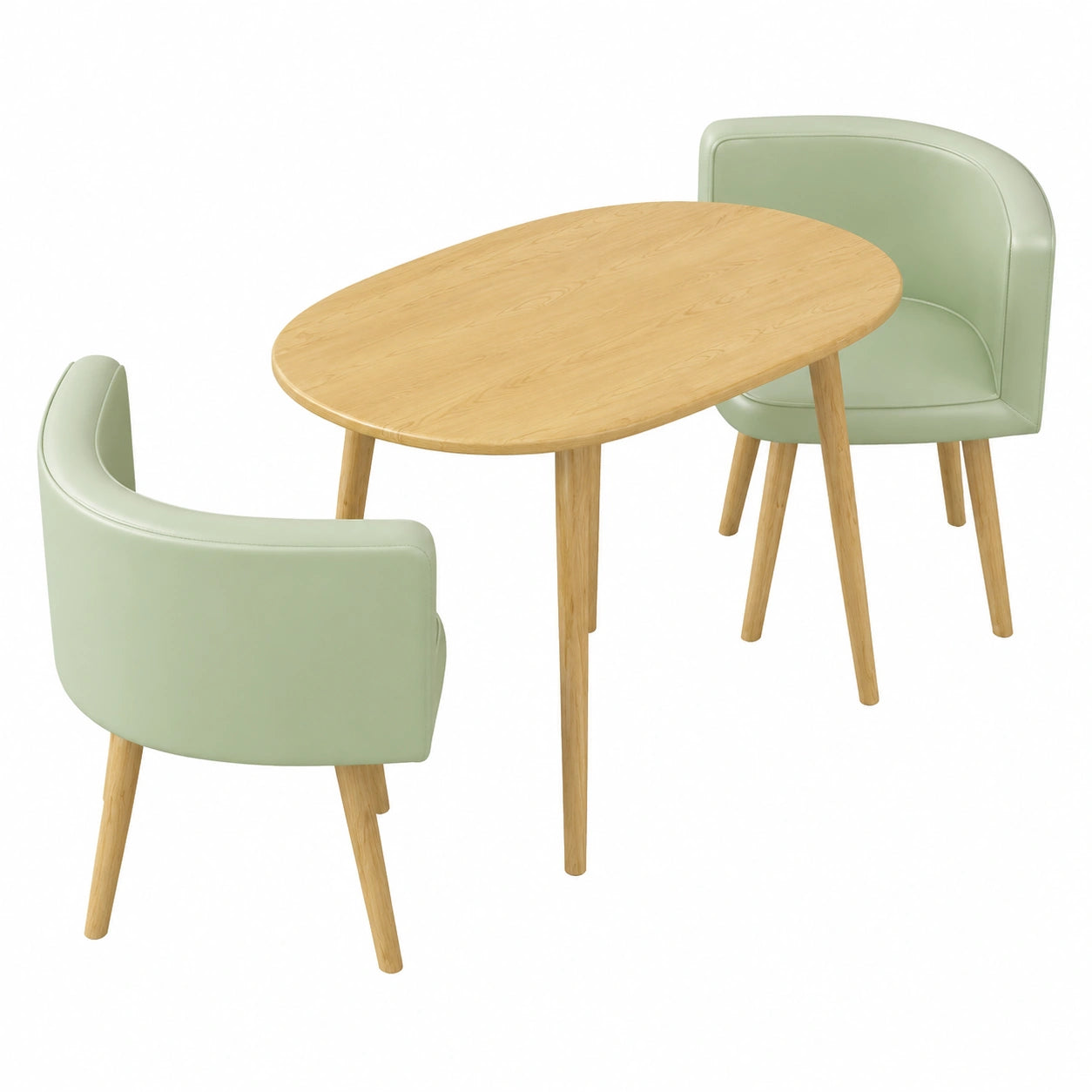 Kompakte Essgruppe für 2 - Blauer ovaler Tisch mit Stühlen, platzsparend für Küche & Esszimmer
