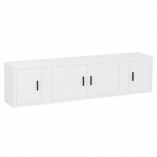 Moderne Wohnwand Set 3-teilig, TV-Schrank und Lowboard, Weiß
