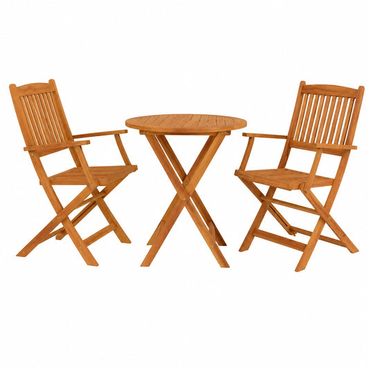 Klappbares 3-teiliges Bistroset aus Akazienholz für Balkon und Garten