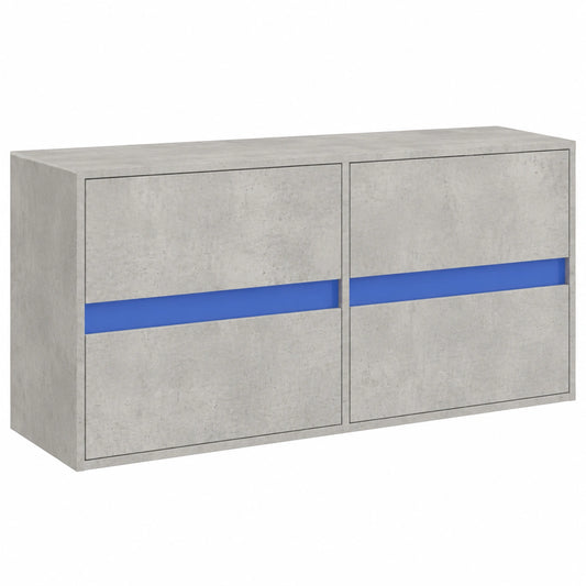 Gecheer TV-Schrank mit LED-Beleuchtung, Betongrau, 100x31x45 cm, Wandmontage