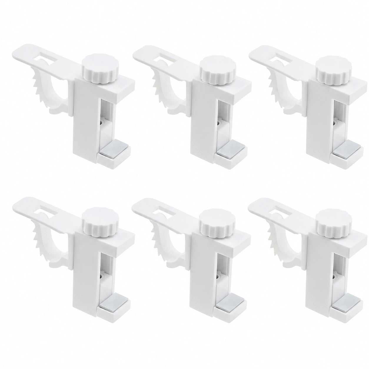 NIYATA 6er Set Bohrfreie Gardinenstangenhalterungen, Klemmhalter für Vorhänge und Kleiderstangen, Ideal für Schränke und Regale