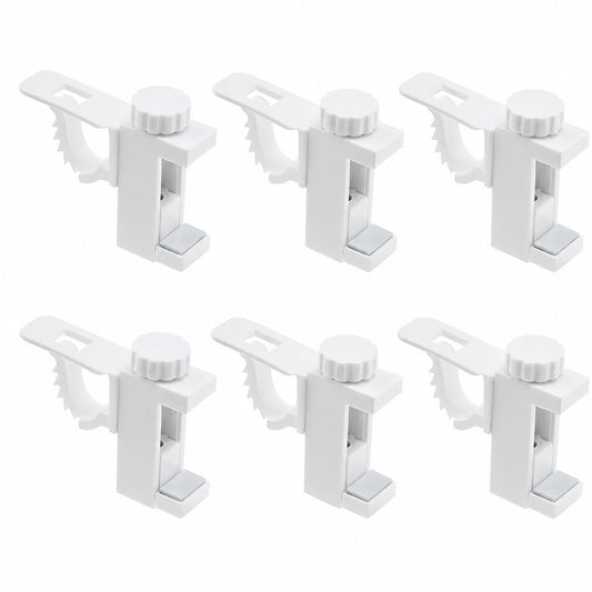 NIYATA 6er Set Bohrfreie Gardinenstangenhalterungen, Klemmhalter für Vorhänge und Kleiderstangen, Ideal für Schränke und Regale