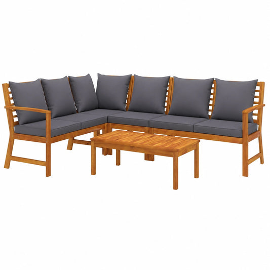Gartenmöbel-Set aus massivem Akazienholz mit Polstern - 5-teilig