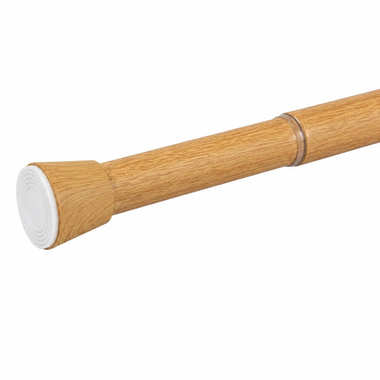 Teleskopische Klemmstange aus Metall, 28 mm, ohne Bohren, für Vorhänge, Schränke und Bad, Holzoptik, 120-210 cm
