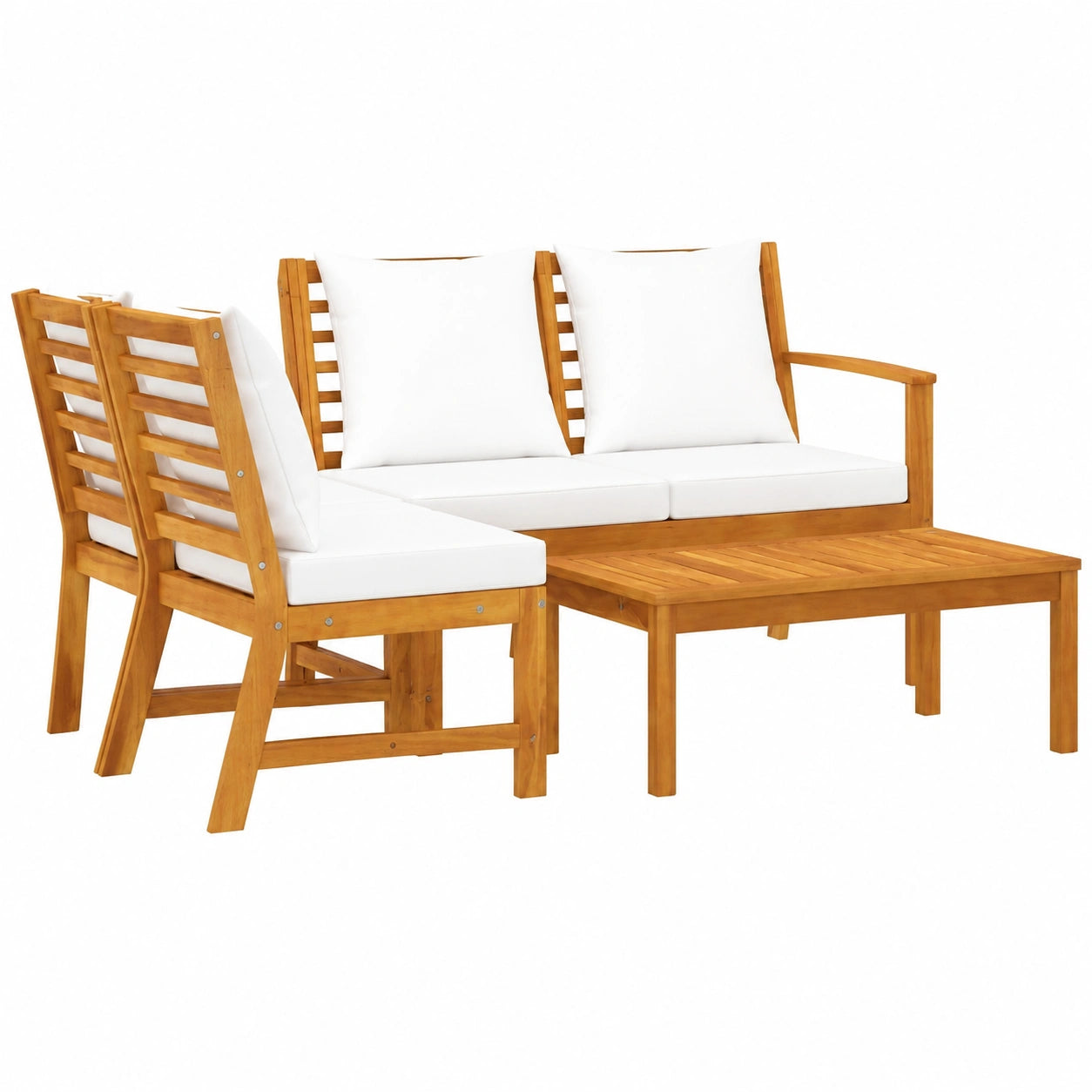 Garten-Lounge-Set aus Akazienholz mit Auflagen, 4-tlg.