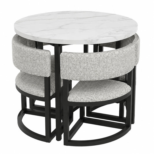 Modernes 5-teiliges Esszimmerset mit robustem Metallrahmen, ideal für kleine Räume