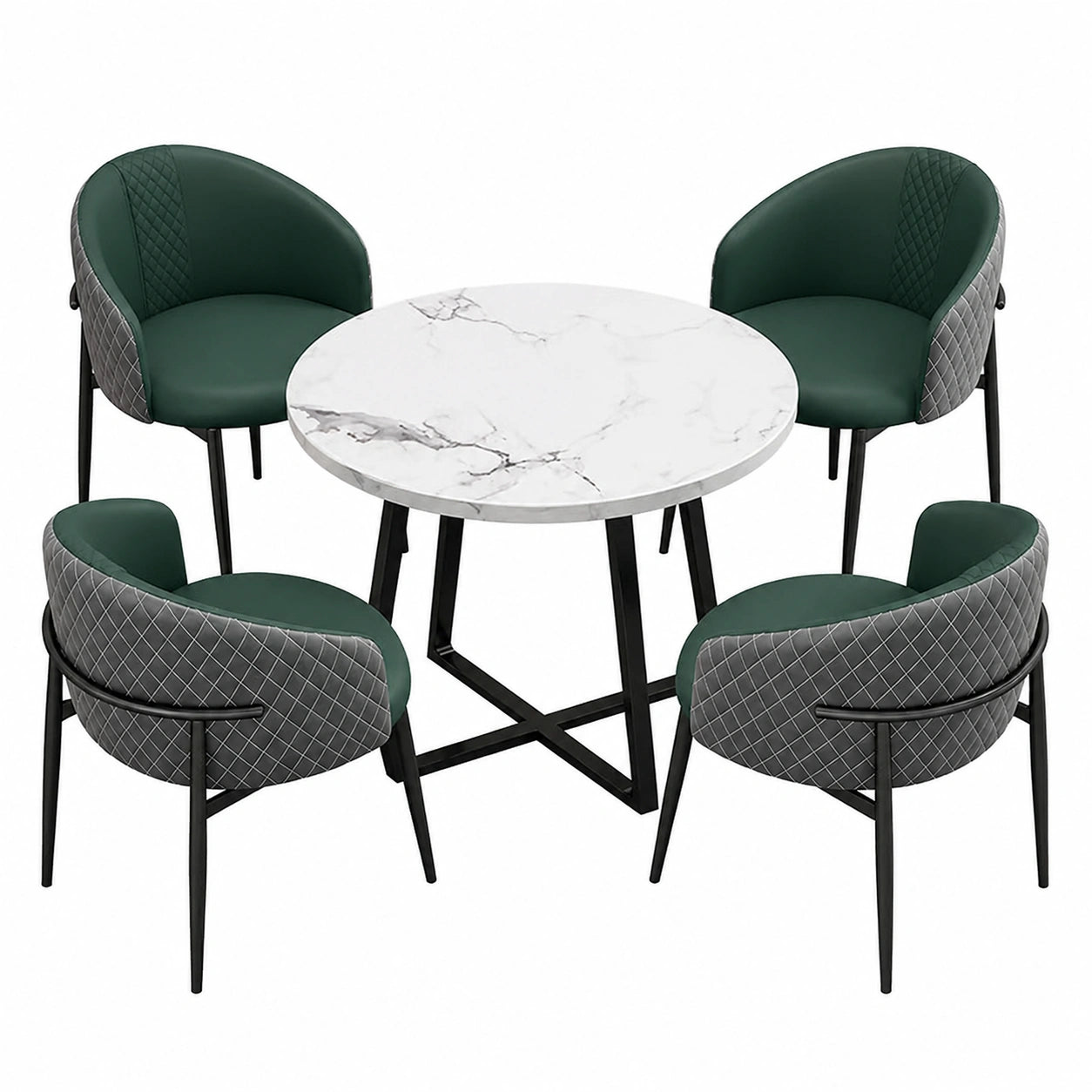 Zeitloses Essgruppe-Set mit 4 Stühlen – Elegante Möbel für Wohnzimmer und Küche in Grün