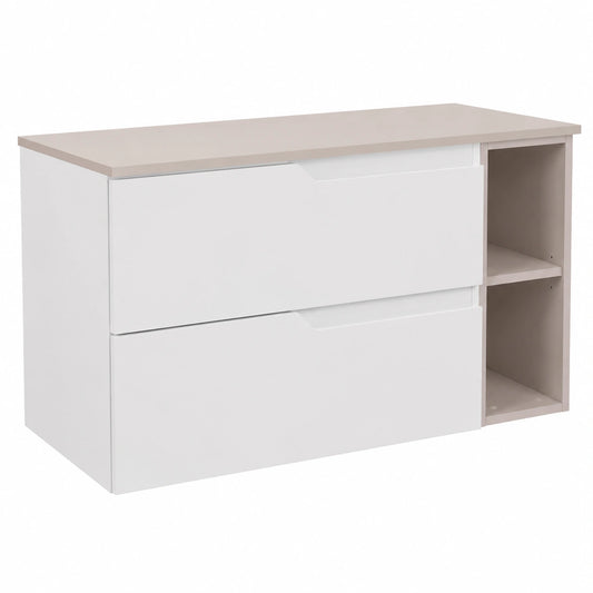 Moderner Bastelschrank in Weiß mit Regal 60 cm + 80 cm