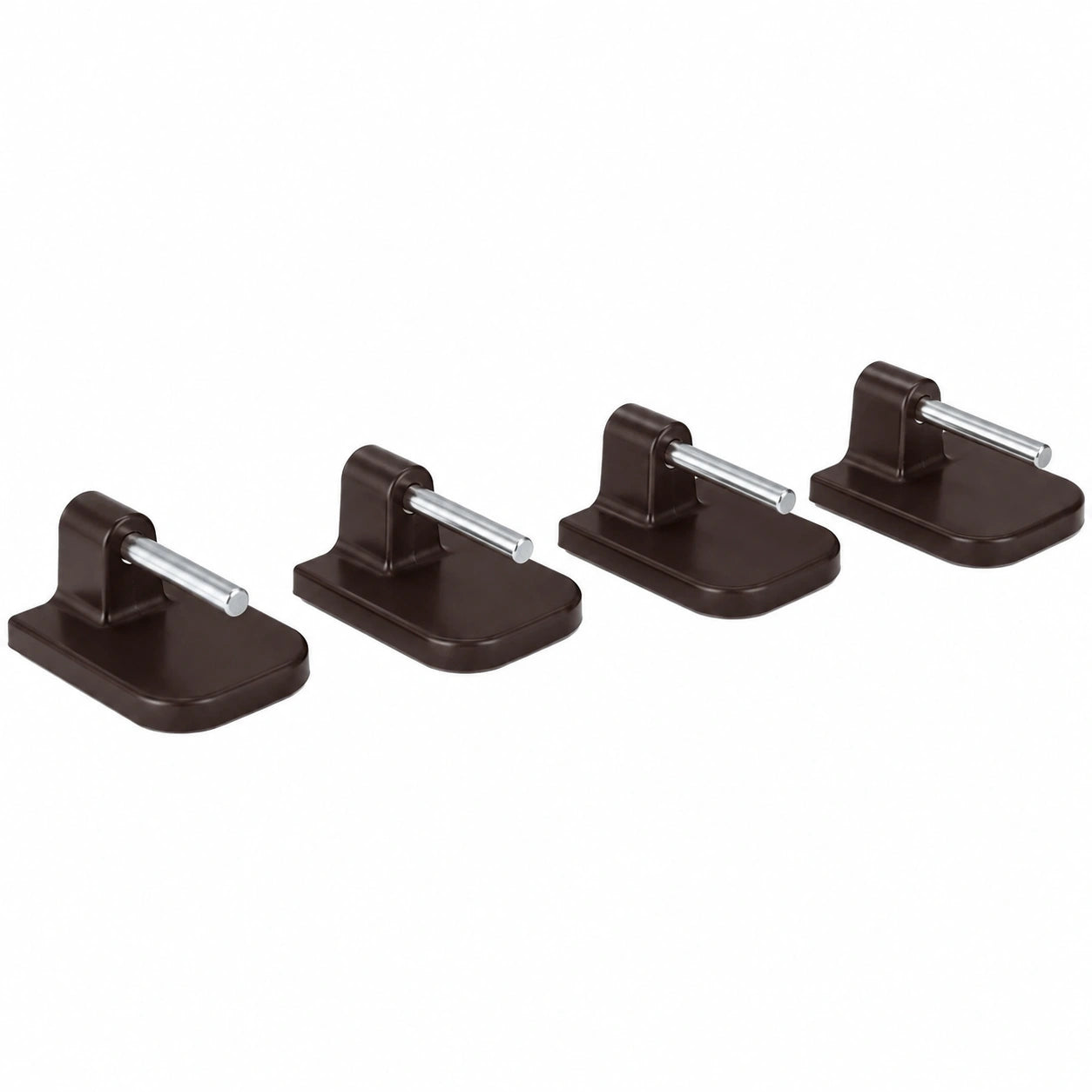 Selbstklebende Gardinia Haken für Vitragestangen, 4er Set, mit Stahlstift, Höhe 11 mm, Braun