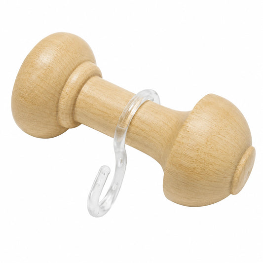 Gardinia Vorhanghalter aus Holz mit Haken, 8 cm, Natur